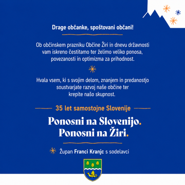 Čestitka ob prazniku Občine Žiri 2026